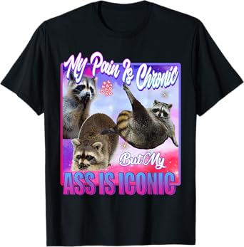 racoon meme - My Pain Is Chronic But My Ass Is Iconic T-Shirt
