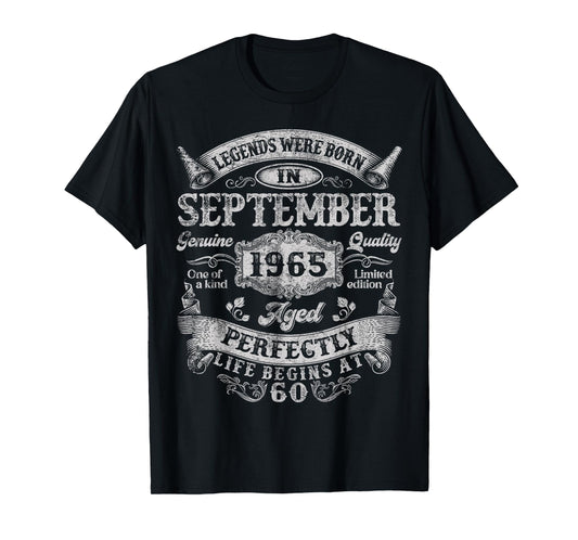 Legend Were Born In September 1965 Vintage 60th Birthday Men T-Shirt