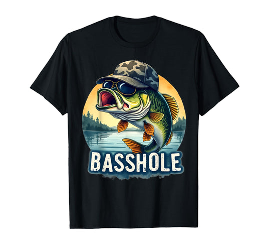 Basshole Funny Bass Fishing Dad T-Shirt