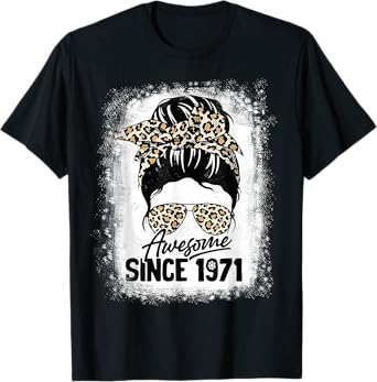 51 Years Old Awesome Since 1971 Leopard 51th Birthday T-Shirt