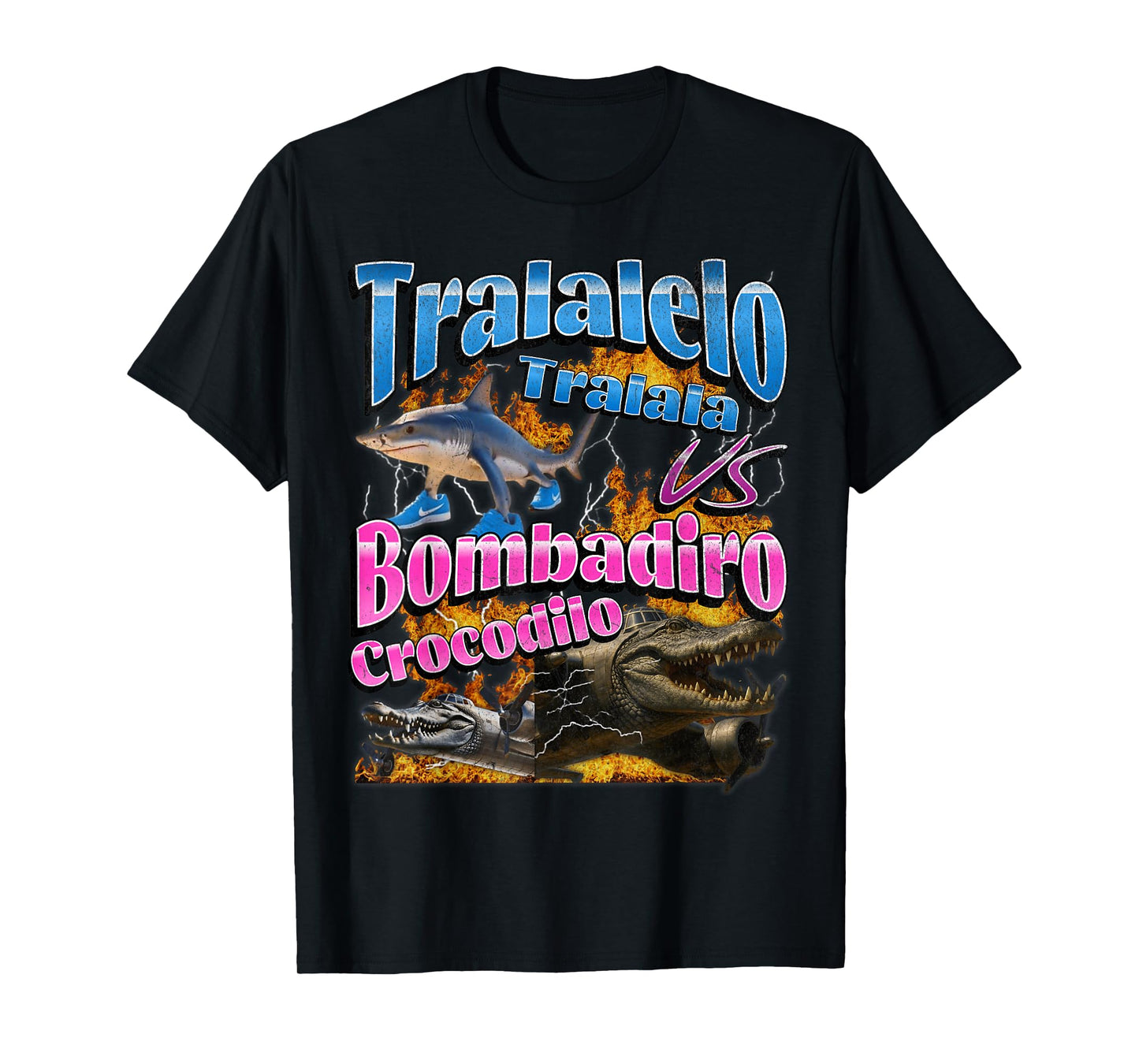 Bombadiro VS Tralalelo Funny Italian Brainrot Meme Graphic T-Shirt