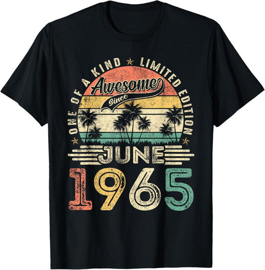 Retro 60 Years Old Vintage June 1965 60th Birthday Men Women T-Shirt