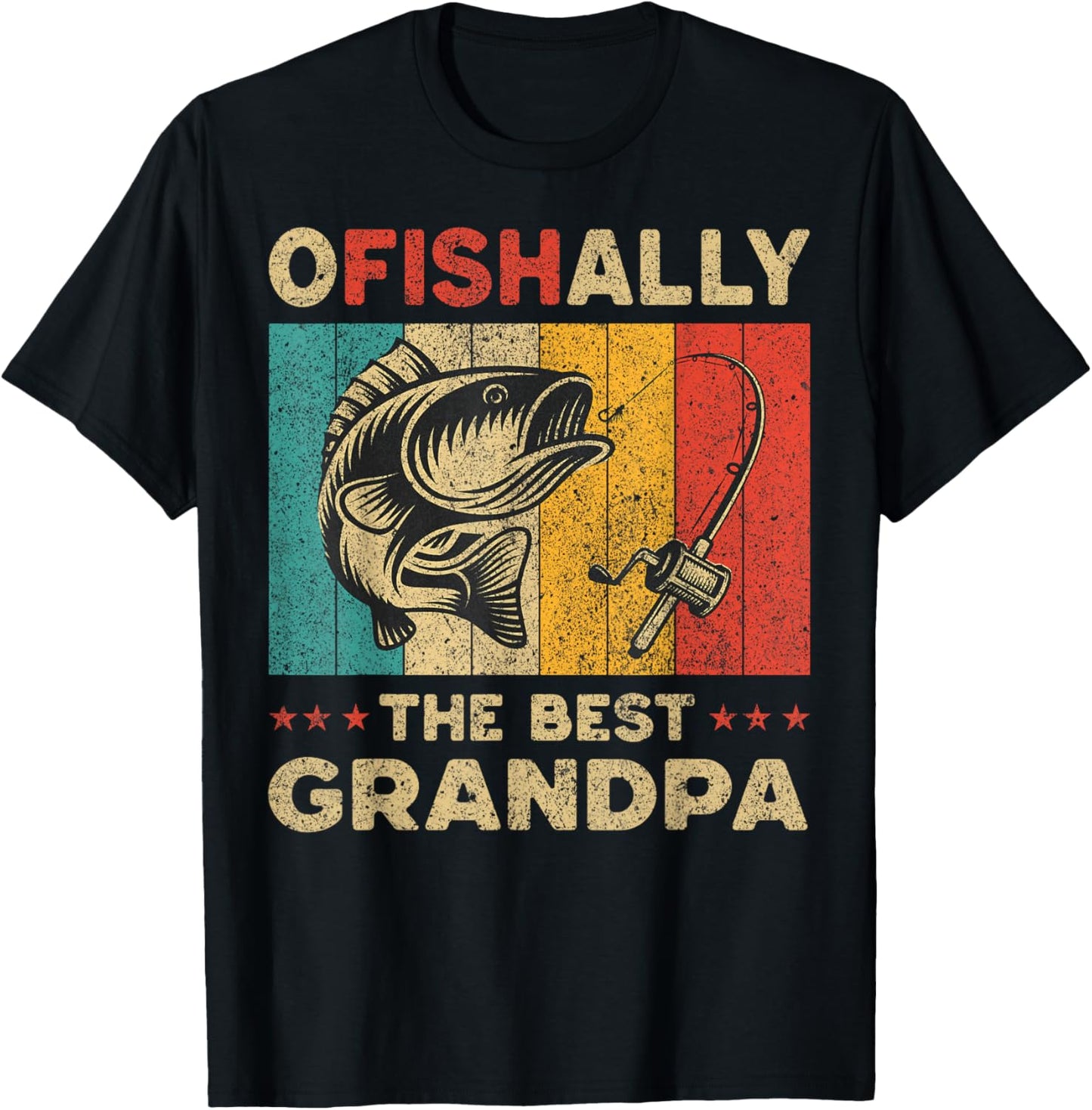 Father's Day Funny Fishing Ofishally The Best Grandpa T-Shirt