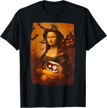 Mona Lisa with Pumpkin Halloween for Art Teacher Mona Lisa T-Shirt