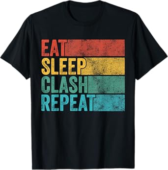 Eat Sleep Clash Repeat Gaming Clans Funny Vintage Distressed T-Shirt