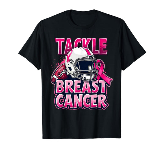 Pink Out Tackle American Football Breast Cancer Awareness T-Shirt