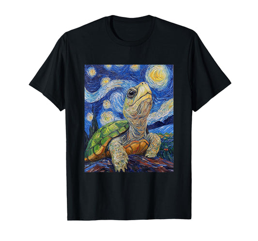 Cute Tortoise Turtle - Van Gogh Style - Starry Night Graphic T-Shirt