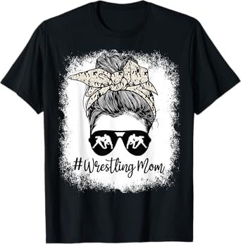 Bleached Life Wrestling Mom Leopard Messy bun Glasses T-Shirt