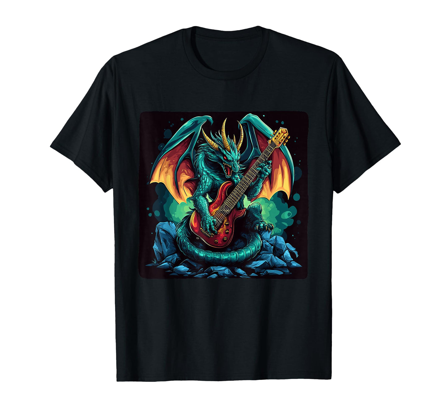 Set the Beat with this Guitar Playing Dragon T-Shirt