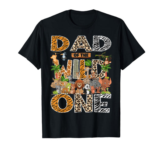 Dad Of The Wild One Safari Zoo Animal 1St Birthday T-Shirt