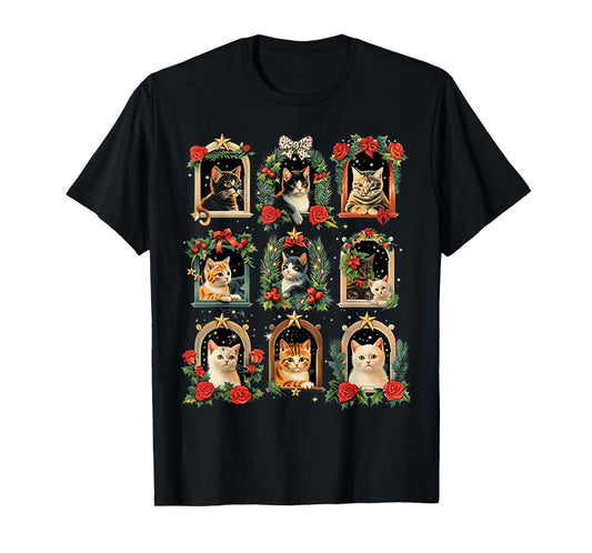 Vintage Kitten Christmas Cats, Cat Mom, Cat Dad Women Men T-Shirt