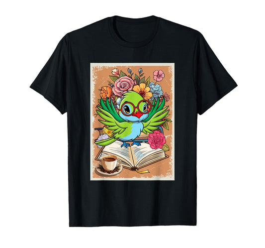Vintage Hummingbird Reading Book Costume Flowers Bookworm T-Shirt