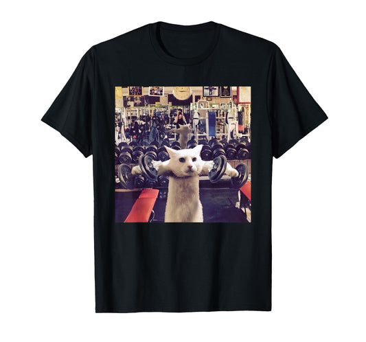Cat Deadlift Training Funny Cute Kitten Weightlifting Meme T-Shirt