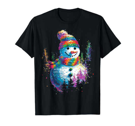 Snowman Christmas Motif X-Mas Art Family Snowman T-Shirt