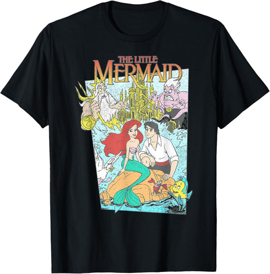 Disney The Little Mermaid Vintage Retro Movie Cover Graphic T-Shirt
