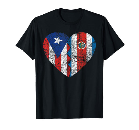 Costa Rican Puerto Rican Flags | Puerto Rico Costa Rica T-Shirt