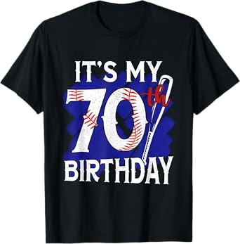 Its My 70th Birthday Baseball Vintage 70 Year Old Birthday T-Shirt