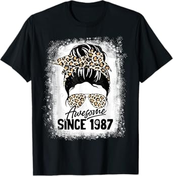 35 Years Old Awesome Since 1987 Leopard 35th Birthday T-Shirt