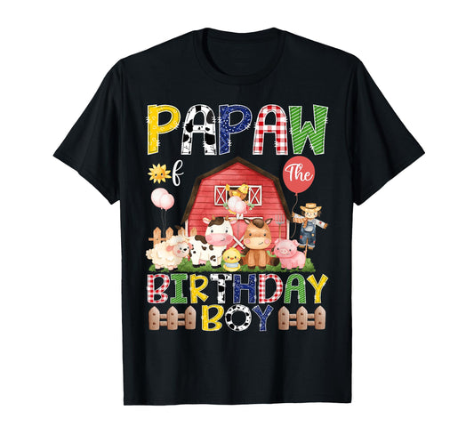 Papaw Of The Birthday Boy 1St Birthday Red Cow Farm T-Shirt