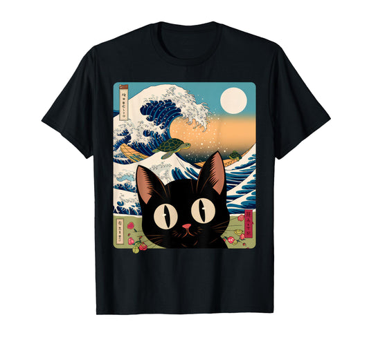 Wave Kawaii Cat Japanese Vintage Aesthetic Alt Cute Anime T-Shirt for Men Women Kids