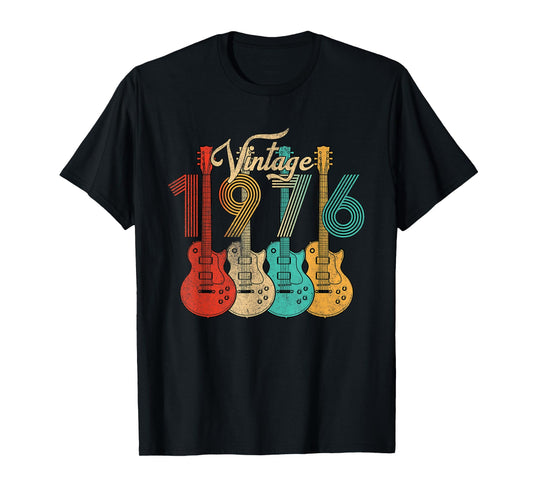 Vintage Born in 1976 50th Birthday Gifts 50 Years Old Guitar T-Shirt