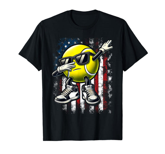 Dabbing Tennis Ball Funny Boys Men Women Sports Player T-Shirt