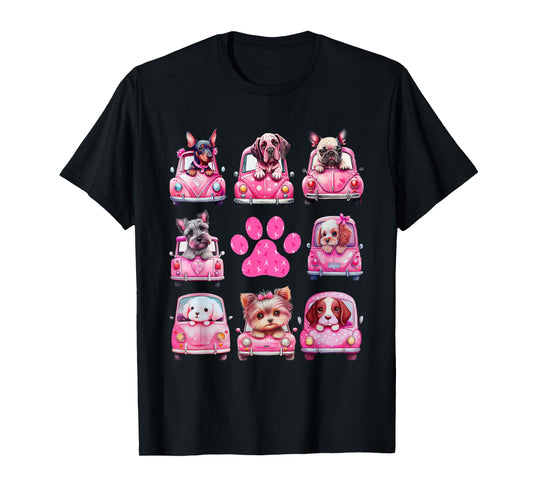 Breast Cancer Puppy Dogs Paw Print Cute Pink October 2024 T-Shirt