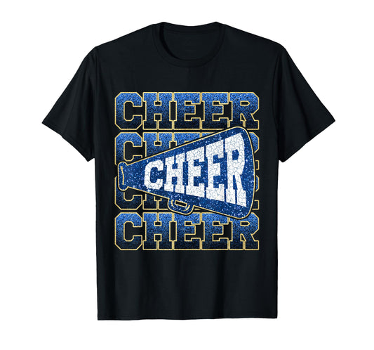 Cheer megaphone Funny Sport Cheerleader Cheerleading Blue T-Shirt