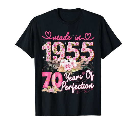 Made in 1955 70th Birthday 70 Year Old Floral Perfection T-Shirt