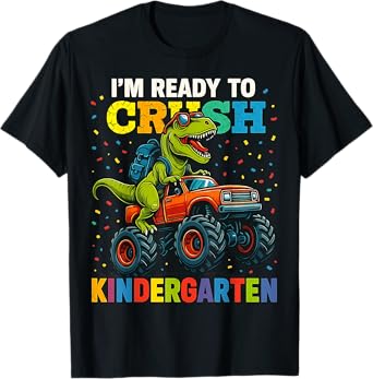 Back To School Boy Dinosaur I'm Ready To Crush Kindergarten T-Shirt