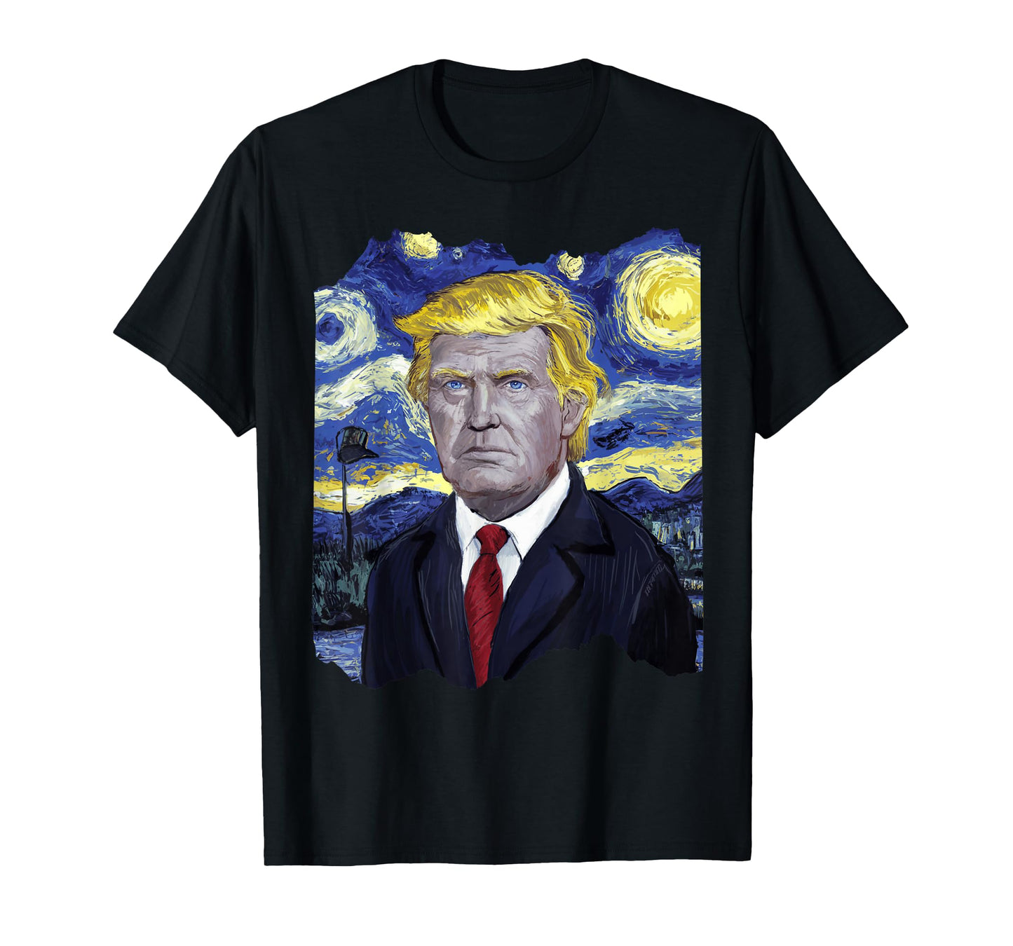 Donald Trump President Van Gogh Art Painting Star Sky Night T-Shirt