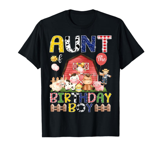 Aunt Of The Birthday Boy 1St Birthday Red Cow Farm T-Shirt