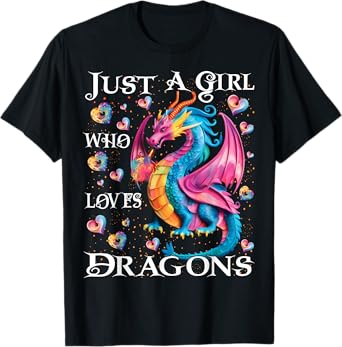 Cute Just A Girl Who Loves Dragons Women Girls T-Shirt