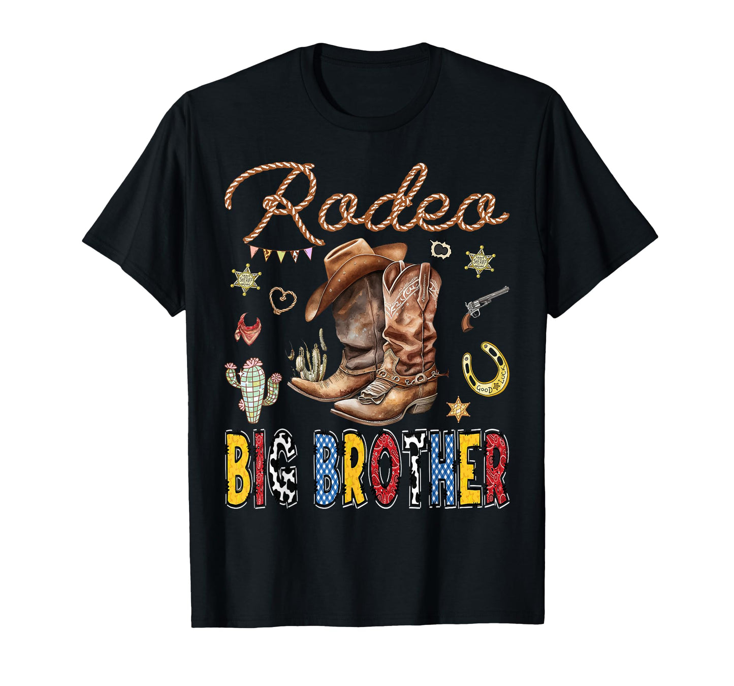 Rodeo Big Brother Western Cowboy Birthday Matching Family T-Shirt