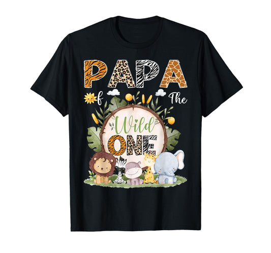 Papa Of The Wild One 1St Birthday Kids Safari Woodland T-Shirt