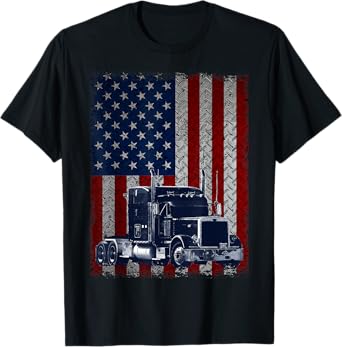 Truck Driver American Flag Trucker T-Shirt