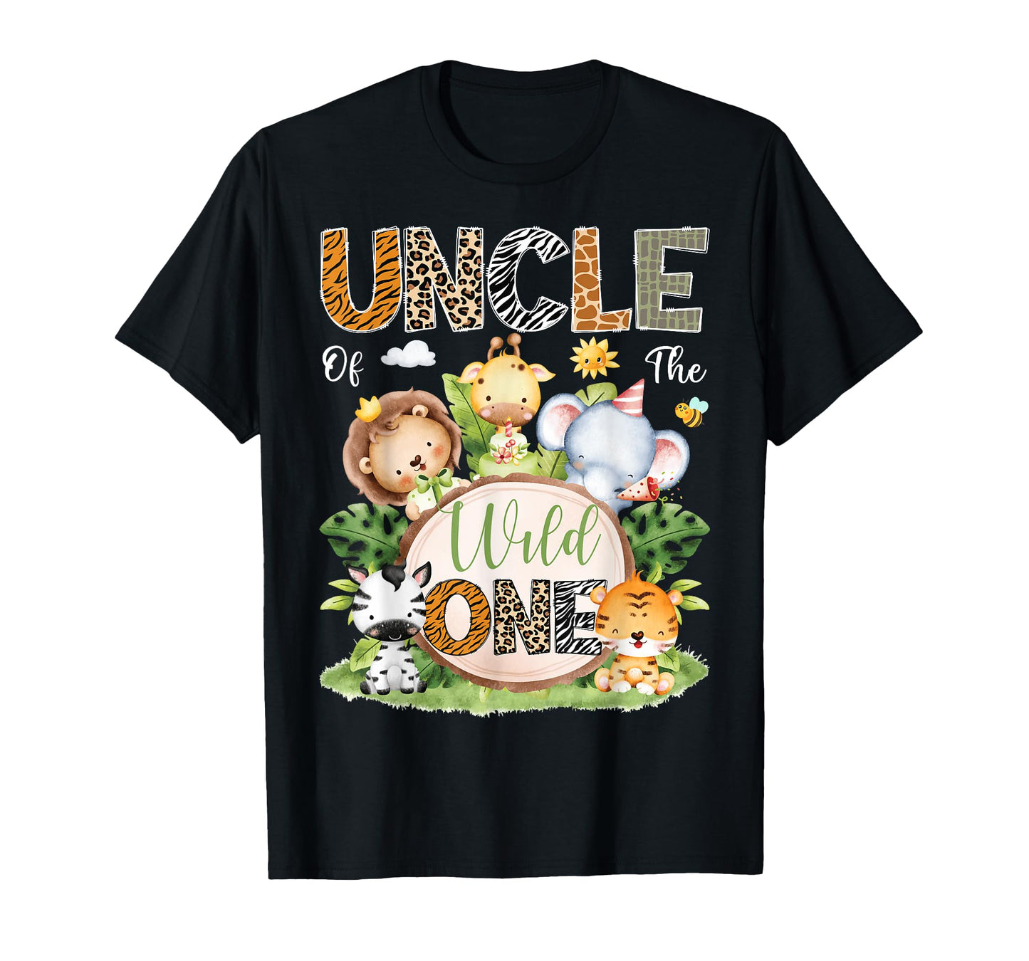 Uncle Of The Wild One 1St Birthday Kids Safari Jungle T-Shirt