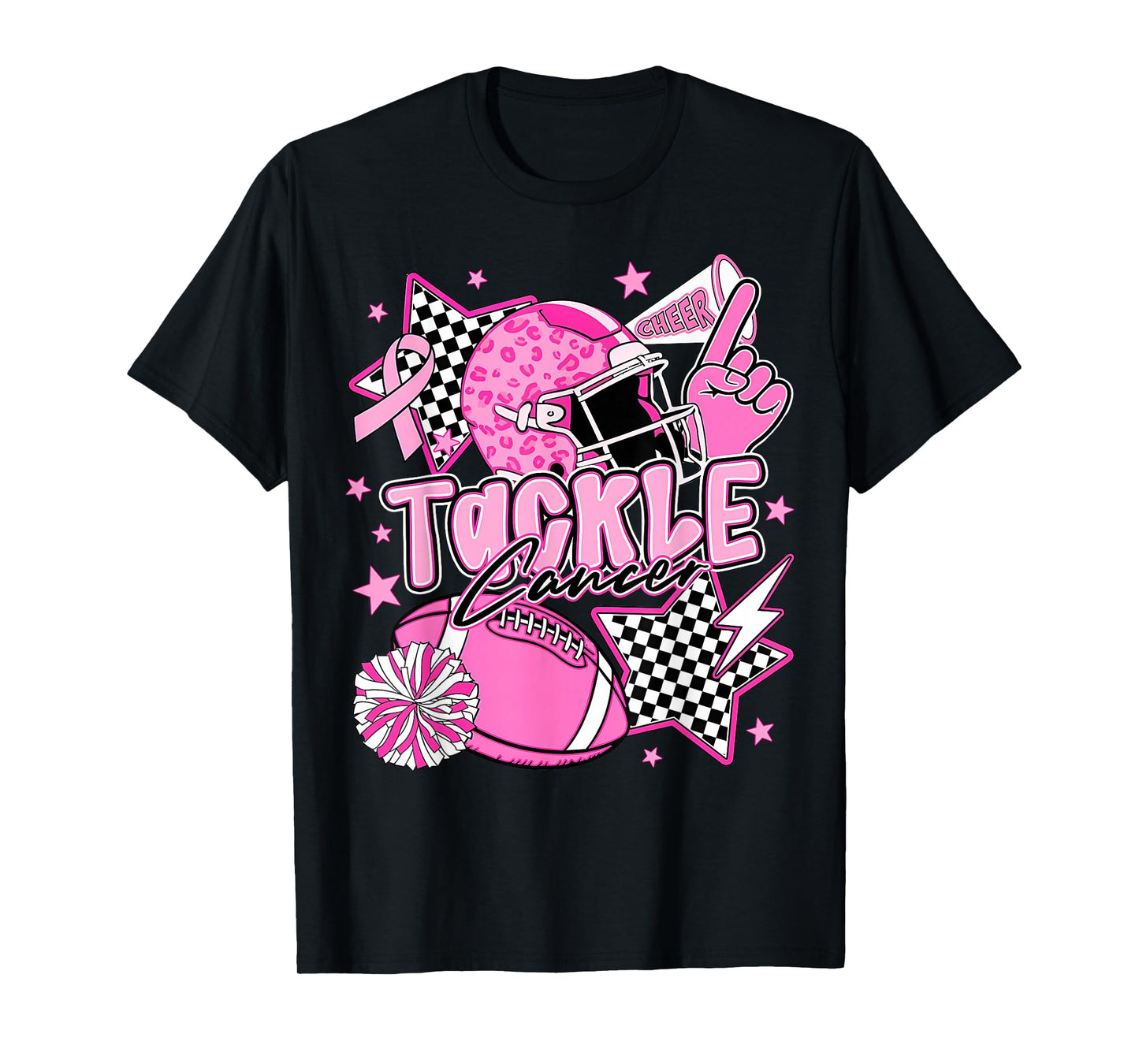 Tackle Breast Cancer Awareness American Football Pink Ribbon T-Shirt
