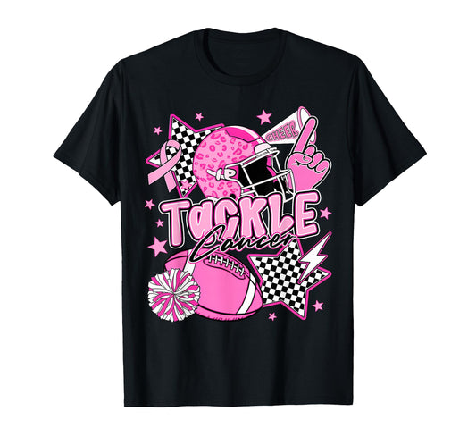 Tackle Breast Cancer Awareness American Football Pink Ribbon T-Shirt