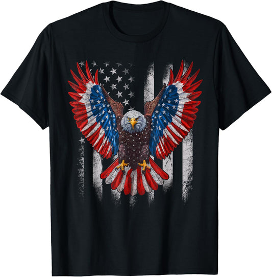 American Flag Bald Eagle 4th of July USA Patriotic Eagle T-Shirt