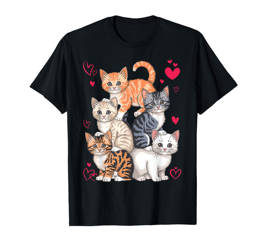 Cute Kawaii Cats Funny Kitten Cat Lover Gift Women Girl T-Shirt