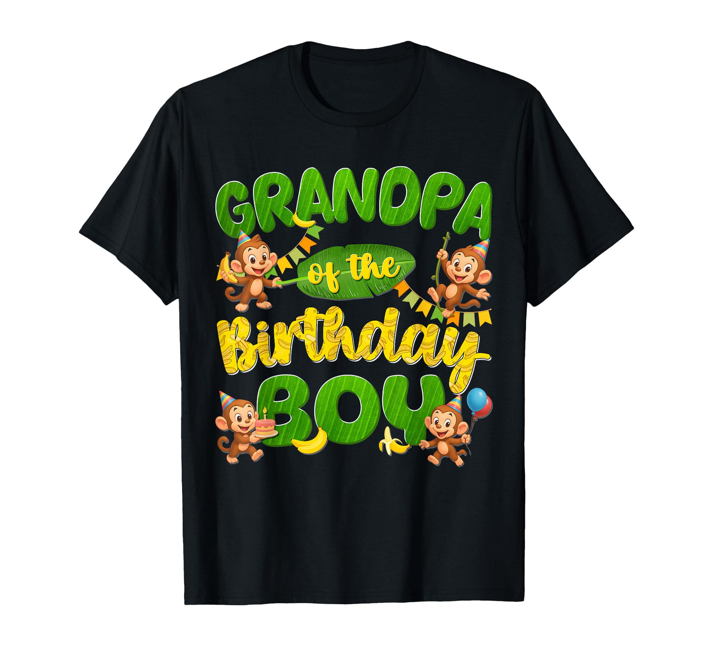 Grandpa Of The Birthday Boy Monkey Family Matching Party T-Shirt