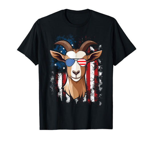 4th of July Patriotic Goat USA American Flag Goat Lover T-Shirt