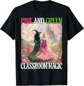 Pink & Green Classroom Magic Witch Halloween Teacher Witches T-Shirt