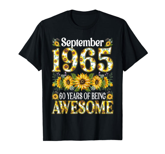 60 Year Old Floral September 1965 60th Birthday Gifts Women T-Shirt
