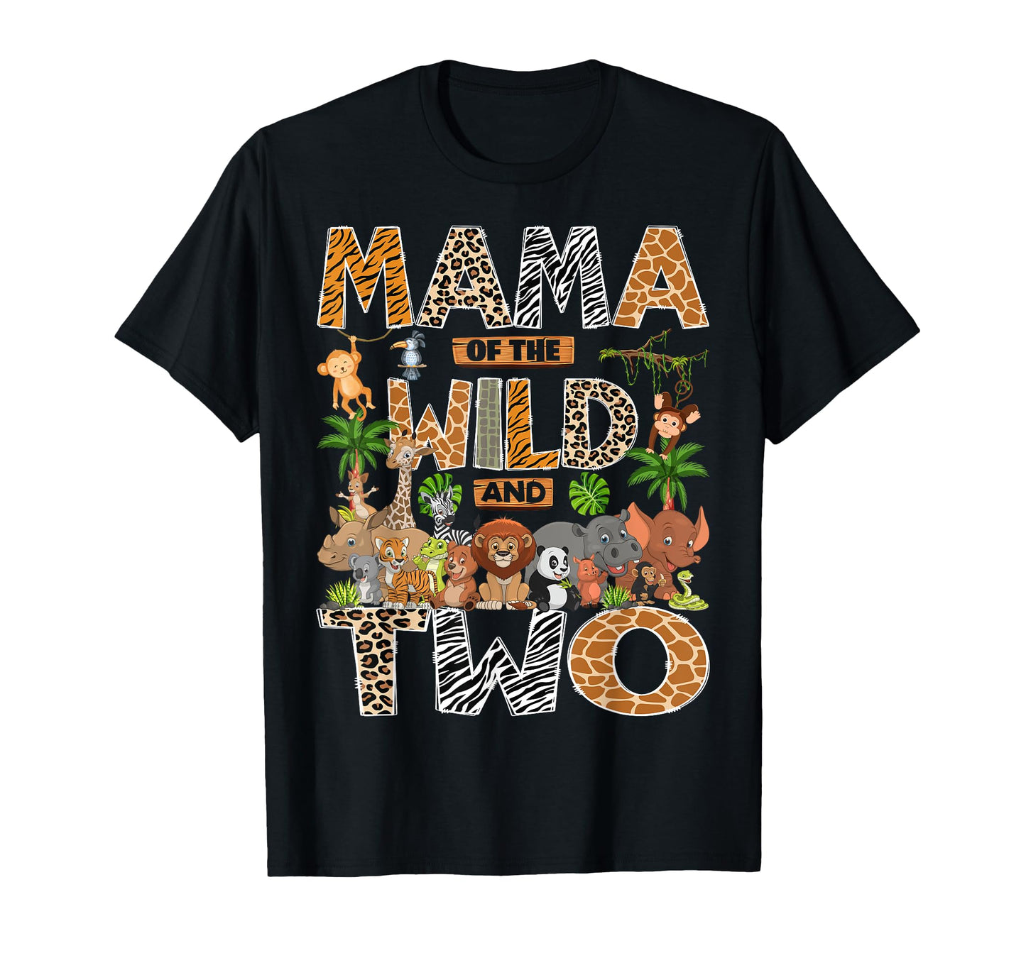 Mama Of The Wild & Two 2Nd Birthday Boy Safari Jungle T-Shirt