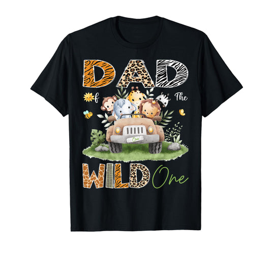 Dad of the Wild One 1St Birthday Safari Animals Truck T-Shirt