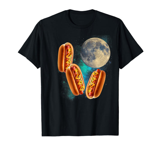 Three Hotdogs Moon Howling Funny 3 Hotdogs Howling At Moon T-Shirt