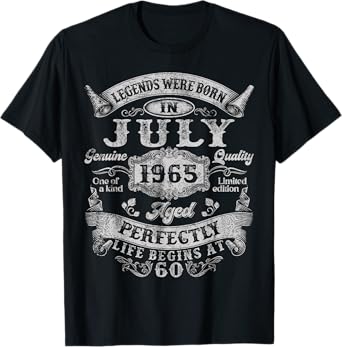 Legends since July 1965 60 Years Old 60th Birthday Men Women T-Shirt