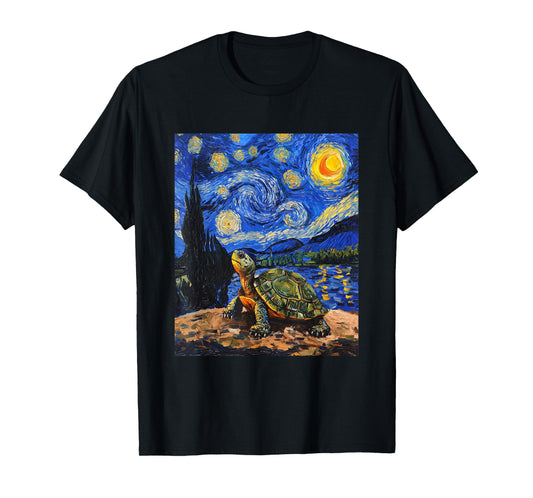 Cute Tortoise Turtle - Van Gogh Style - Starry Night T-Shirt
